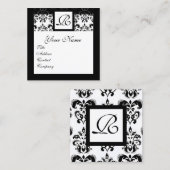 ZWARTE WITTE CLASSIC DAMASKSQUARE MONOGRAM VIERKANTE VISITEKAARTJE (Voorkant / Achterkant)