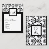 ZWARTE WITTE CLASSIC DAMASKSQUARE MONOGRAM VISITEKAARTJE (Voorkant / Achterkant)