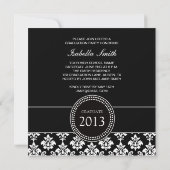 ZWARTE WITTE DAMASK AFSTUDEREN PARTIJ KAART (Achterkant)