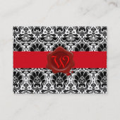 ZWARTE WITTE DAMASKCARNATIOS ROOD WAX SEAL MONOGRA VISITEKAARTJE (Achterkant)