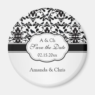 Zwarte witte Damaszwanen, vogels Bespaar de Datum  Magneet