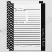 Zwarte witte diamant zigzag Chevrons Recipe Sheets (Voorkant / Achterkant)