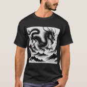 Zwarte witte draak t-shirt (Voorkant)