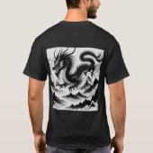 Zwarte witte draak t-shirt (Achterkant)