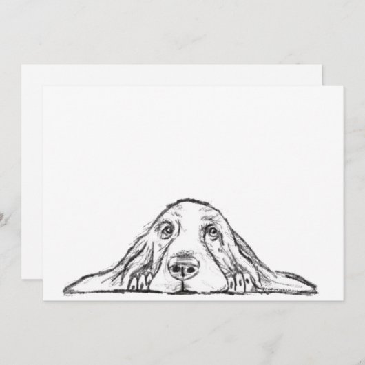 zwarte witte, eenvoudige puppy-ogen aankondiging (Voorkant / Achterkant)