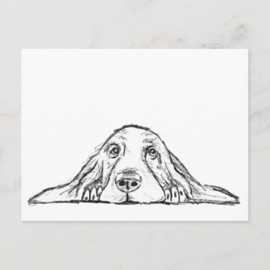 zwarte witte, eenvoudige puppy-ogen briefkaart (Voorkant)