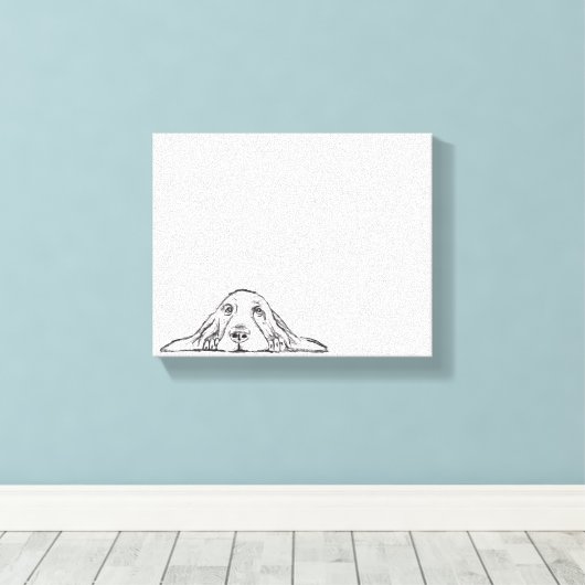 zwarte witte, eenvoudige puppy-ogen canvas afdruk (Insitu (Houten vloer))