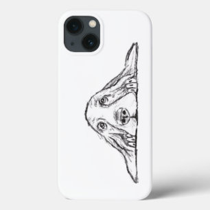 zwarte witte, eenvoudige puppy-ogen iPhone 13 hoesje