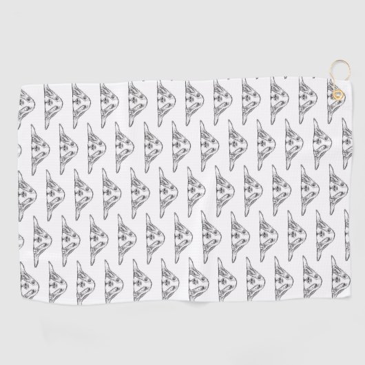 zwarte witte, eenvoudige puppy-ogen golfhanddoek (Horizontaal)