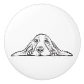 zwarte witte, eenvoudige puppy-ogen keramische knop (Voorkant)