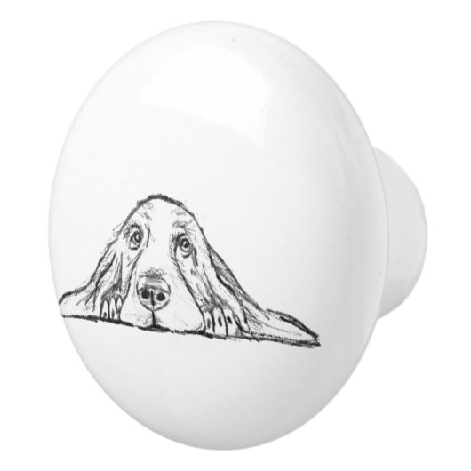 zwarte witte, eenvoudige puppy-ogen keramische knop (Rechts)