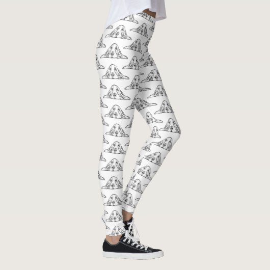 zwarte witte, eenvoudige puppy-ogen leggings (Rechts)