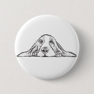 zwarte witte, eenvoudige puppy-ogen ronde button 5,7 cm