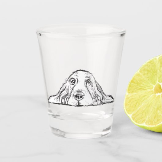 zwarte witte, eenvoudige puppy-ogen shot glas (Voorkant)