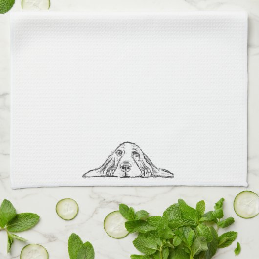 zwarte witte, eenvoudige puppy-ogen theedoek (Gevouwen)