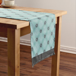 Zwarte, witte en Blauwgroen diamantfacetten Korte Tafelloper