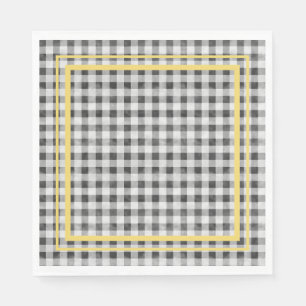 Zwarte witte en gele picknick Gingham Servet