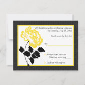 Zwarte, witte en gele pony-reactiekaart RSVP kaartje (Voorkant)