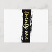 Zwarte, witte en gouden 21e verjaardag uitnodiging briefkaart (Achterkant)