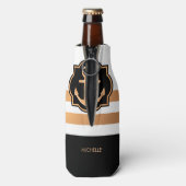 Zwarte witte en gouden strepen flesjeskoeler (Fles Achterkant)