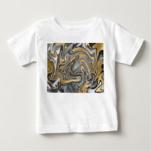 Zwarte, witte en goudkleurige olieslik Abstract
