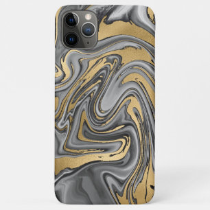 Zwarte, witte en goudkleurige olieslik Abstract iPhone 11 Pro Max Hoesje