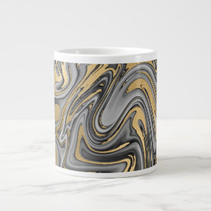 Zwarte, witte en goudkleurige olieslik Abstract Extra Grote Beker
