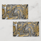 Zwarte, witte en goudkleurige olieslik Abstract Visitekaartje (Voorkant / Achterkant)