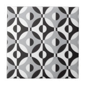 Zwarte, witte en grijze geometrische cirkels tegeltje (Voorkant)