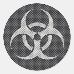 Zwarte witte en grijze giftige koolstofvezel ronde sticker