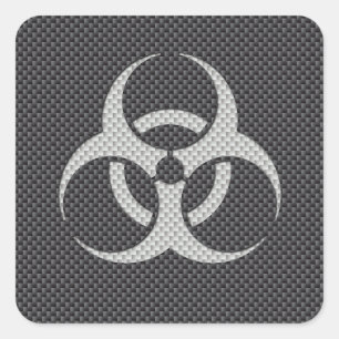 Zwarte witte en grijze giftige koolstofvezel vierkante sticker