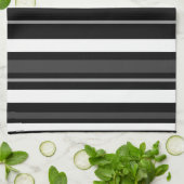 Zwarte, witte en grijze strepen. theedoek (Gevouwen)