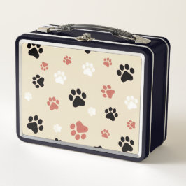 zwarte, witte en oranje hondenpootjes, metaal lunc