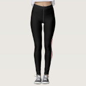 Zwarte witte en rode cheerleader leggings (Voorkant)