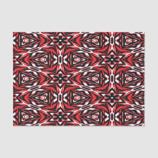 Zwarte, witte en rode Kaleidoscoop Tissuepapier (Voorkant)