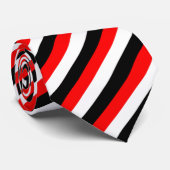 Zwarte, witte en rode strepen stropdas (Opgerold)
