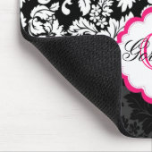 Zwarte witte en roze Floral Damaskers Muismat (Hoek)