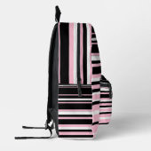 Zwarte, witte en roze horizontale lijn bedrukte rugzak (Links)