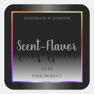 Zwarte witte etiketten met kleurrijke regenboog Li