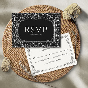 zwarte & witte Faux RSVP-kaart RSVP Kaartje