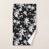 zwarte witte flora bad handdoek (Handdoek)