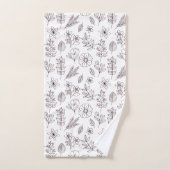 zwarte witte flora botanisch bad handdoek (Handdoek)