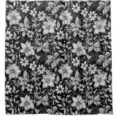 Zwarte witte flora douchegordijn (Voorkant)