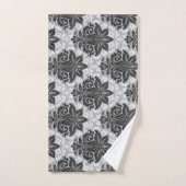 Zwarte-witte Floral Bad Handdoek (Handdoek)