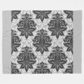 Zwarte-witte Floral Fleece Deken (Voorkant (Horizontaal))