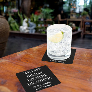 Zwarte witte foto man mythe legende verjaardag vierkante kartonnen onderzetter