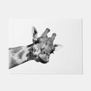 Zwarte witte giraffe afrikaans dier peekaboe foto deurmat