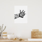 Zwarte witte giraffe afrikaans dier peekaboe foto poster (Keuken)