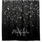 Zwarte witte glans douchegordijn (Voorkant)