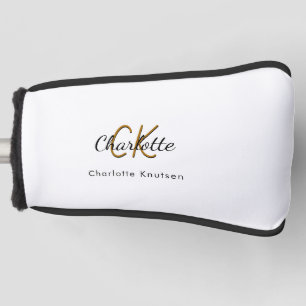 Zwarte witte goudmonogram initiaal naam golfheadcover